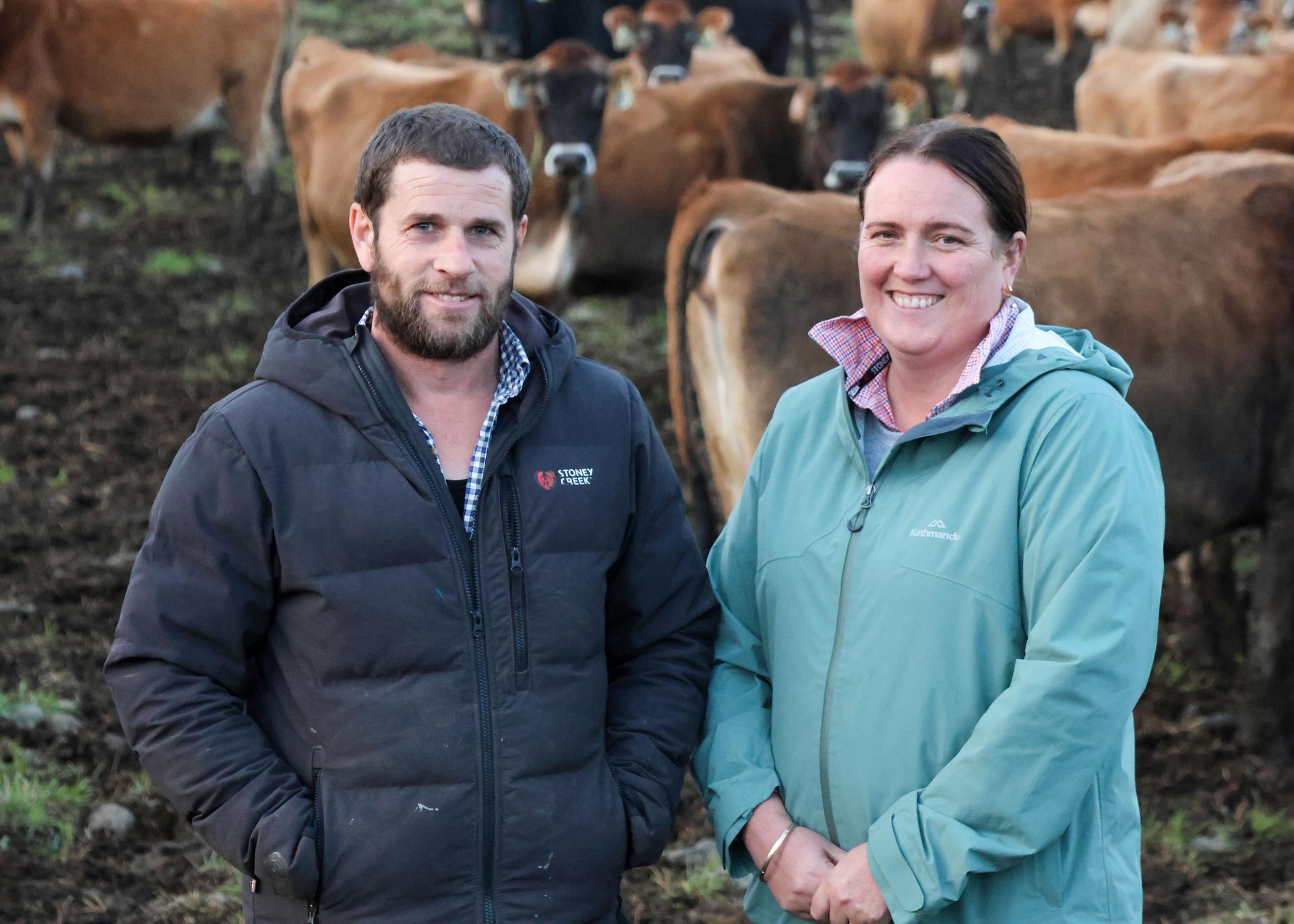 John and Nicola Guy’s production peaked last season – both on a per cow and total kilograms of milk solids (MS) – with 30 less cows than at different times during their career.